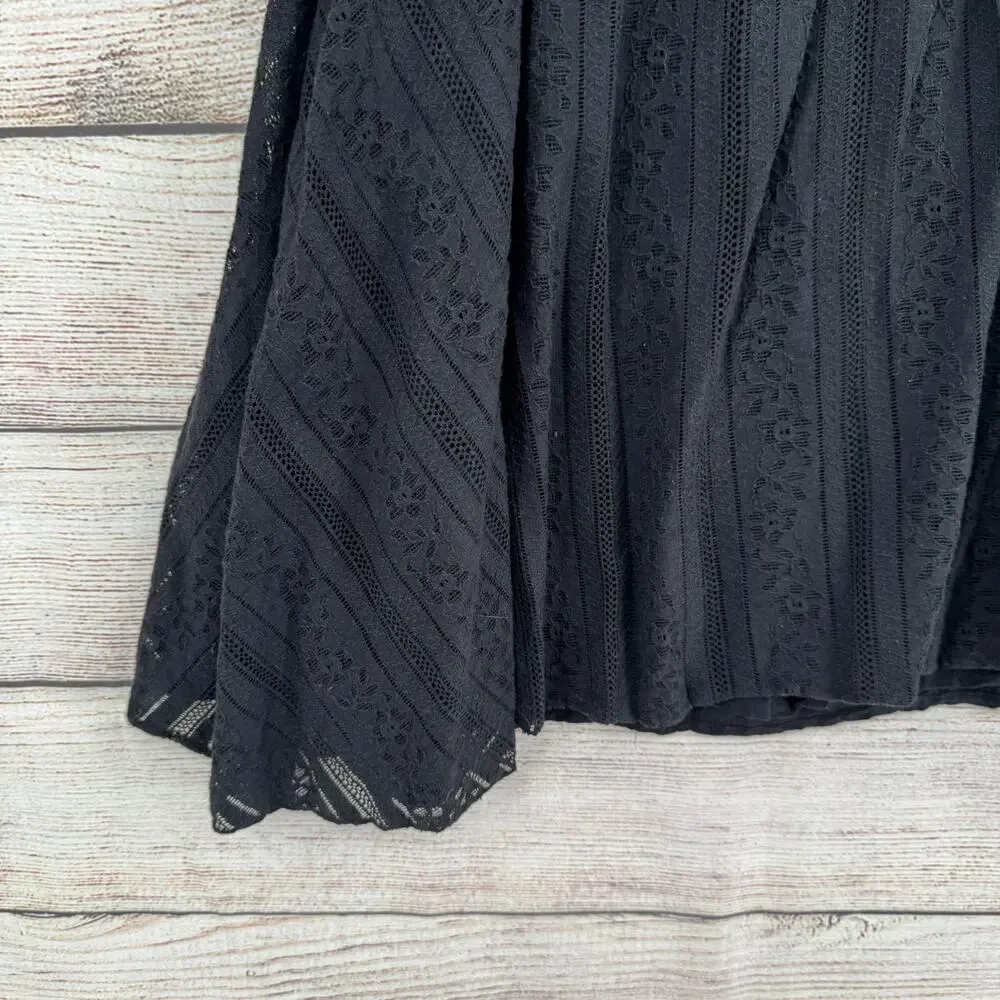 Free People Lace Mini Dress Womens Small Black‎ Sleeveless Back Zip